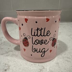 LITTLE LOVE BUG Hand Painted Ladybugs 17oz Mug Cup Ceramic Valentine’s Day NEW